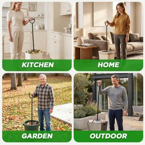 Trash Compactor for Kitchen - 30" All-Metal Manual Garbage Compactor, No Electric Tamper Trash Can Compacting Tool for Home & Outdoor Bins, Stand to Easily Compact Trash - No Bend, Squat, or Stomp — view 5