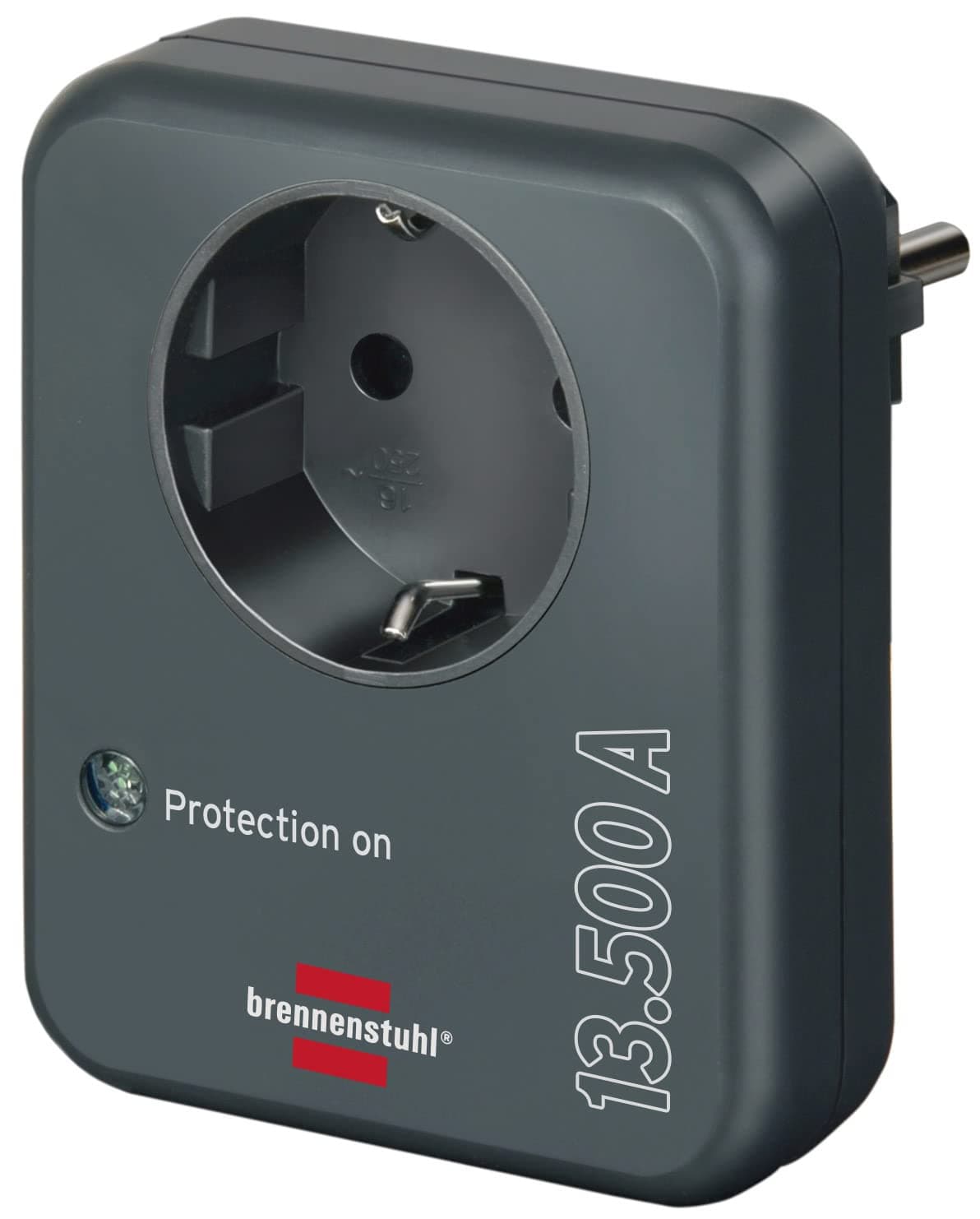 Brennenstuhl adaptador de enchufe con protección contra sobretensiones hasta 13.500A (protector de sobretensión, adaptador para toma de tierra, enchufe de protección antirayos) antracita