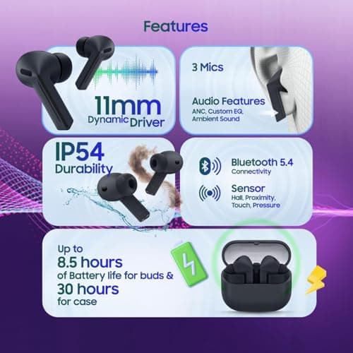 Samsung Galaxy Buds 3-FE (2025) True Wireless Bluetooth Headphones, Active Noise Cancelling, Clear Calls, Long Life Battery, Handsfree AI, Latin America Stock SM-R420NZKALTA - (Black)