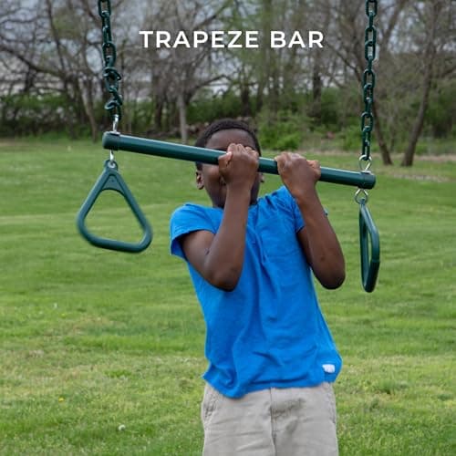 Backyard Discovery Big Brutus Galvanized Steel Swing Set Kit with Classic A-Frame, Two Belt Swings, One Trapeze Bar, Easy Assembly, Heavy-Duty Powder-Coated Steel, Weather-Resistant, Outdoor Playset — view 5
