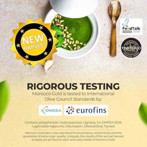 Morocco Gold New Harvest Olive Oil Extra Virgin - Polyphenol Rich 606mg/kg - Cold Pressed Olive Oil - Pure & 100% Natural with up to 4 Years Shelf-life - Fresh Harvest EVOO - (500ml (Pack of 1)) — view 3