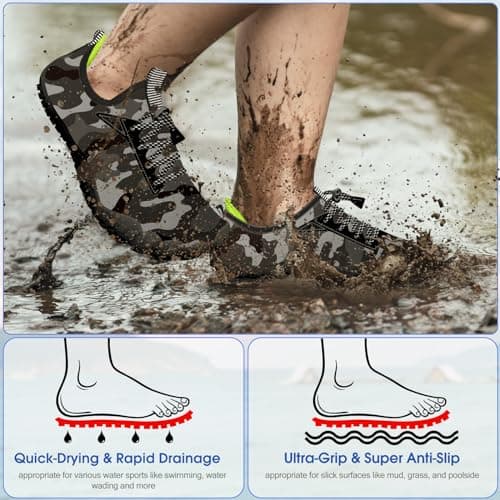 CROVA Built-in Heel Grips Water Shoes for Kids Girls Boys Hiking Shoes Wide Barefoot Swim Beach Pools Slip-On Quick Dry Lightweight for Big Little Kids Toddler — view 2