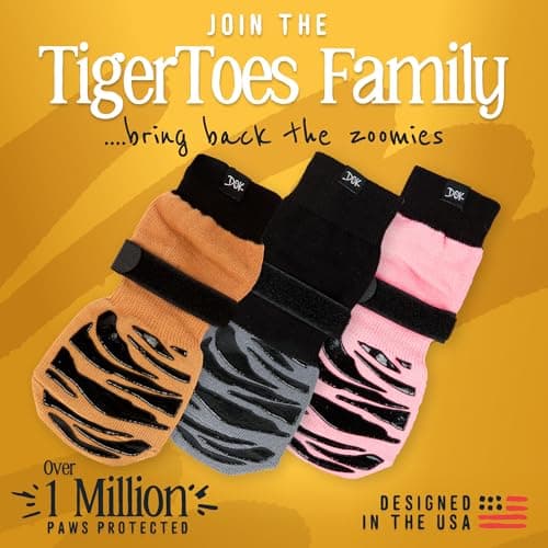 DOK TigerToes Premium Non-Slip Dog Socks for Hardwood Floors - Extra-Thick Grip that Works Even When Twisted - Prevents Licking, Slipping, and Great for Dog Paw Protection - Size Large — view 8