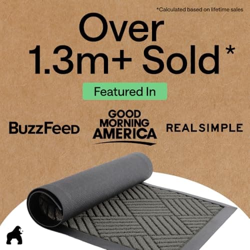 GORILLA GRIP Durable Natural Rubber Door Mat, Waterproof, Low Profile, Heavy Duty Welcome Doormat for Indoor and Outdoor, Easy Clean, Rug Mats for Entry, Patio, Busy Areas, 17x29, Gray Diamond — view 4