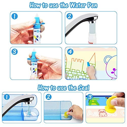 Jasonwell Aqua Water Doodle Mat 40 X 32 Inches Large Magic Drawing Doodling Mat Coloring Mat Educational Toys Christmas Birthday Gifts for Kids Toddler Boys Girls Age 2 3 4 5 6 7 8 Year Old (Alphabet) — view 5