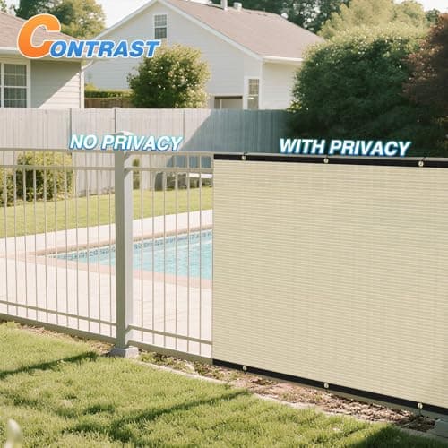 TANG 4' x 25' Beige Tan Privacy Fence Screen Temporary Fence Screen Heavy Duty Windscreen Fence Netting Fence Covers Privacy Blockage Excellent Airflow for Backyard Garden School