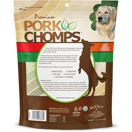 Pork Chomps Dog Chews, 5 Inch Munchy Sticks, 50 Count - Assorted Flavors: Roasted Pork, Chicken, & Bacon - Long-Lasting Treats for Dogs - High Protein, Low Fat, Healthy & Delicious Chews (1 Pack) — view 5