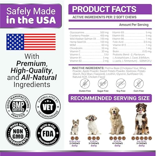 Dog Multivitamin Chewable with Glucosamine - 170 Chews - Dog Vitamins and Supplements 23 in 1 - Senior & Puppy Multivitamin for Dogs - Hip & Joint Support - Immune Health, Skin, Digestion — view 5