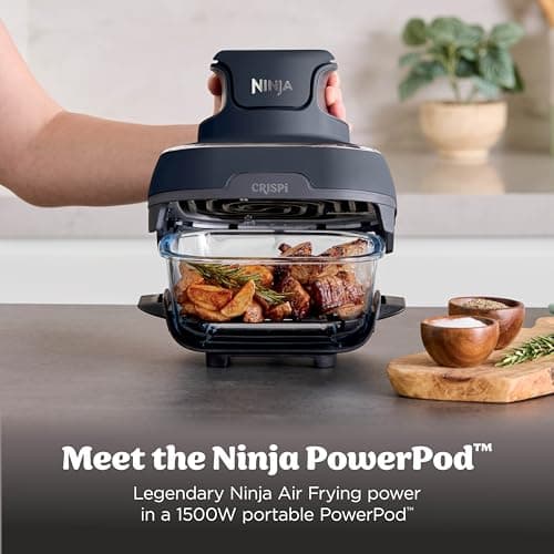 Ninja Crispi 4 in 1 Glass Air Fryer, 450°F, Non Toxic, 4QT and 6 Cup Containers with Lids, Dishwasher Safe, Cyberspace Gray, 1 Count, FN101GY — view 2
