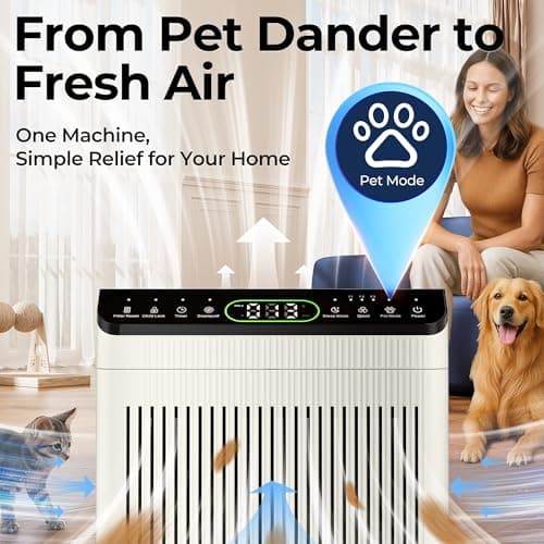 Air Purifiers for Home Large Room up to 2200sq.ft with Washable Filters, EVALIT Air Purifiers for Bedroom with Fragrance, PM 2.5 Display Air Quality Sensor for Smoke Dust Odors, Ivory, 1Pack