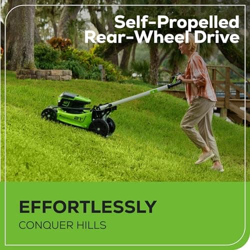 Greenworks 60V 21" Brushless (Self-Propelled) Cordless Lawn Mower, 2 x 4.0Ah Batteries (3/4 Acre, Rapid Charger, 4-in-1, LED Lights, IPX4) — view 4