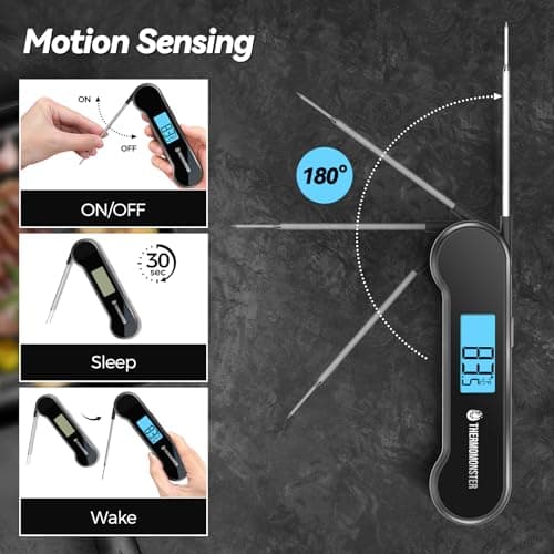 0.5 Sec Instant Read Meat Thermometer Digital with ±0.5℉ Precision, Food Thermometer for Cooking Kitchen Gadgets, Oven Grill Candy BBQ Essentials Accessories, Gifts for Him Dad Men Birthday, Black — view 5