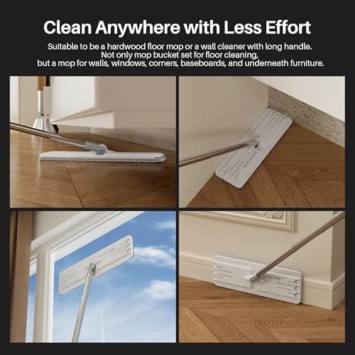 JOYMOOP Hands Free Flat Floor Mop and Bucket with Wringer Set, 3 Washable Microfiber Mops, Wet and Dry Use, Floor Cleaning System — view 3
