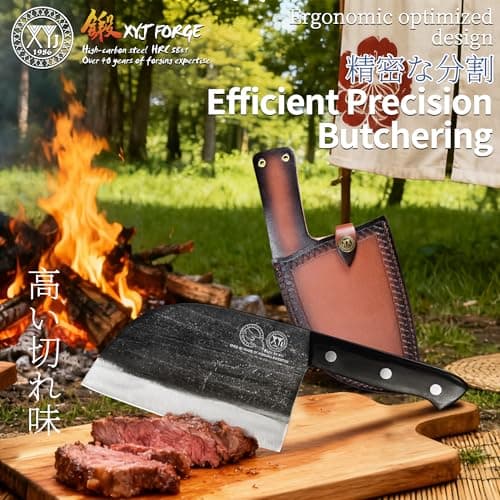 XYJ Authentic Since 1986,Outstanding Ancient Forging,6.7 Inch Full Tang,Serbian Chefs knife,Chef Meat Cleaver,Kitchen Knives,Set with Leather Sheath,Take Carrying,Butcher — view 4
