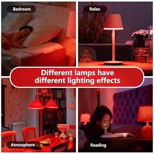 mfxmf Red Sleep Light Bulb 2 Pack，Red Light Bulbs for Healthy Sleep,Blue Light Blocking,A19 9W(60W Equivalent) E26 Base Night Light for Bedroom, Baby Nursery Room — view 4