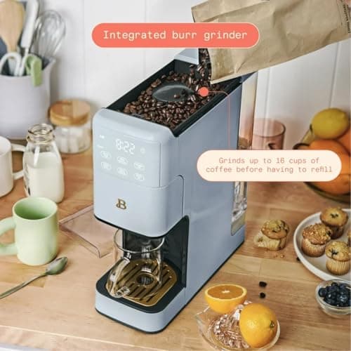 Programmable Single Serve Coffee Maker with Integrated Burr Grinder, Touch Controls, Fresh Custom Brew, Compact Design, Easy to Use