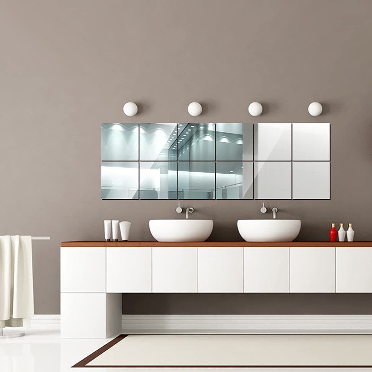 10 Pack Self Adhesive Mirror Tiles, 6 x 6inch(2mm Thick) Flexible Non Glass Stick on Mirror Stickers for Home Wall Decoration — view 3