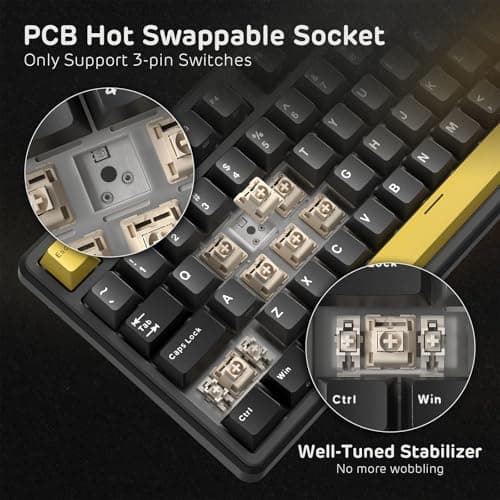 RK ROYAL KLUDGE X104 Full Size Mechanical Keyboard, Wired Creamy Gaming Keyboard with Number Pad and Knob,104-Key Computer Keyboard Linear Switch, RGB Backlit, PBT Keycap, Online Software for Wins/Mac — view 5