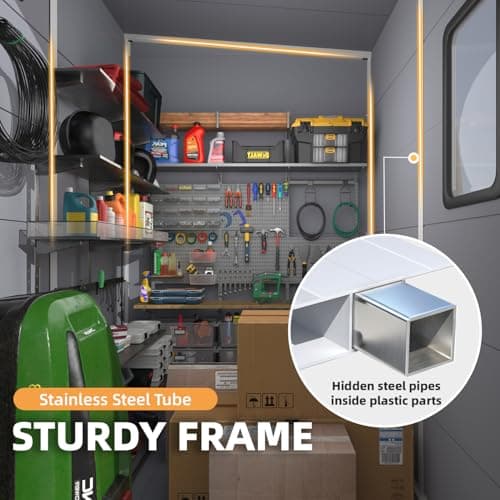 MELLCOM 5x4 FT Resin Outdoor Storage Shed with Floor, Outdoor Storage Tool Shed with Windows and Lockable Door, Resin Garden Shed for Bike, Garbage Can, Lawnmower — view 3