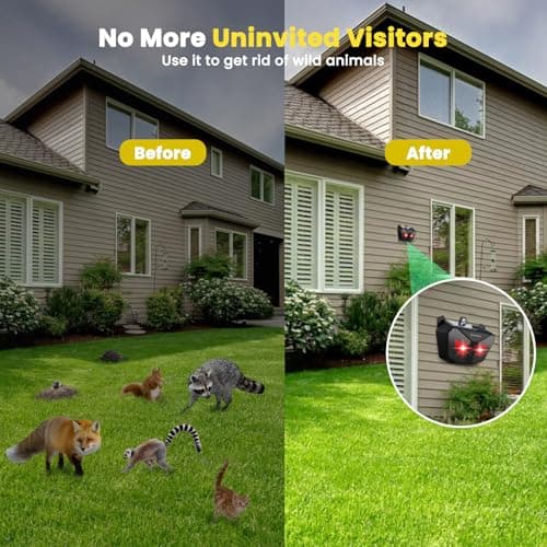 Solar Animal Repeller Outdoor 4 Packs, Nocturnal Animal Deterrent with Red LED Flashing Lights, Waterproof Wild Device for Chicken Coop, Cat, Skunk, Wolf, Deer, Coyote, Fox, Raccoon — view 5