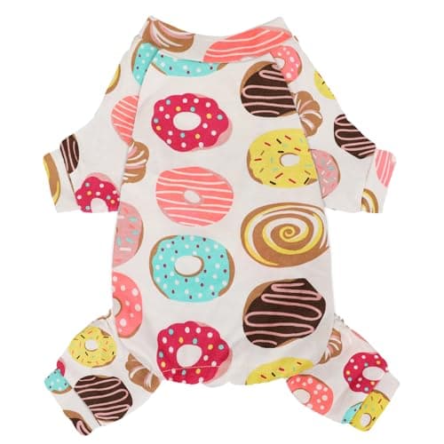 Dog Pajamas Comfy Dog Clothes for Small Dogs, 100% Cotton Dog Pjs Stretchy Breathable, Comfy Soft Pet Onesie Designed for Extra Small Sized Dogs Boy Girl Pet Jammies Outfits (Donuts, Large) — view 7