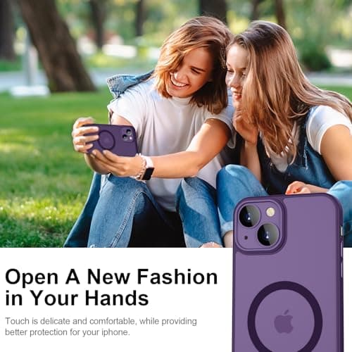 Phone Case for iPhone 14 Plus Case Compatible with MagSafe, YUANDMI Case for iPhone 14 Plus Magnetic Slim Thin Translucent Matte Back Shockproof Anti-Yellow Protective Cover Case Dark Purple — view 5