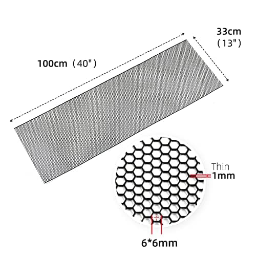 AggAuto Universal 40 inchx13 inch Car Grill Mesh - Aluminum Alloy Automotive Grille Insert Bumper Honeycomb Hole 6mm Spacing 1mm, One of the Most Multifunctional Shape Grids 100x33cm Black — view 2