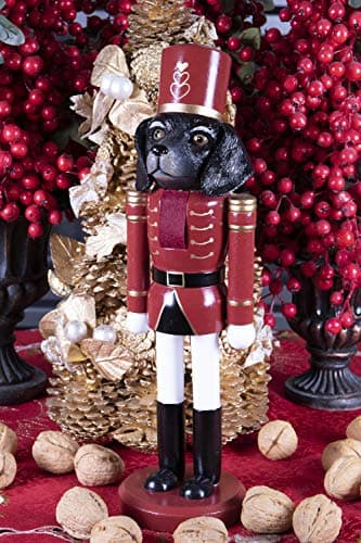 Clever Creations Black Hound Dog 14 Inch Traditional Wooden Nutcracker, Festive Christmas Décor for Shelves and Tables — view 4