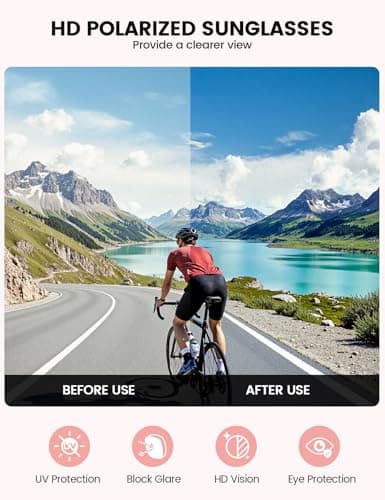 Lamicall Polarized Sports Sunglasses for Men Women, [24g Ultralight] [Adjustable Nose Pad] UV400 Protection Sun Glasses for Cycling Running Baseball Fishing Golf Beach Volleyball, Gifts for Mom Men — view 2