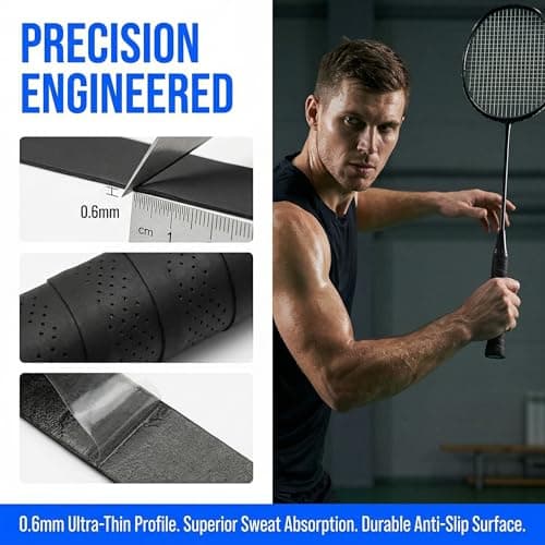 Shpucise 6 Pack Tennis Racket Grip Tape, Non-Slip Absorbent Tennis Grips Tape, Tacky Tennis Racquet Grip Tape, PU Upgraded Fabric Overgrip for Tennis, Pickleball, Badminton, Golf, Baseball Bat — view 3