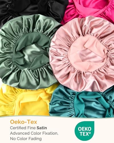 YANIBEST Adjustable Satin Bonnet for Sleeping Women Double Layer Hair Wrap Reduce Friction Prevent Frizz Natural Curly Hair, Blush Pink — view 5