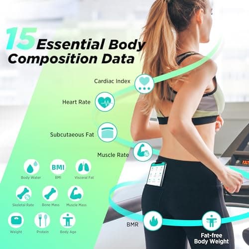 RunStar Smart Scale for Body Weight and Fat Percentage, High Accuracy Digital Bathroom Scale with Large Display for BMI Heart Rate 22 Body Composition Analyzer Sync with Fitness App 400lb — view 3