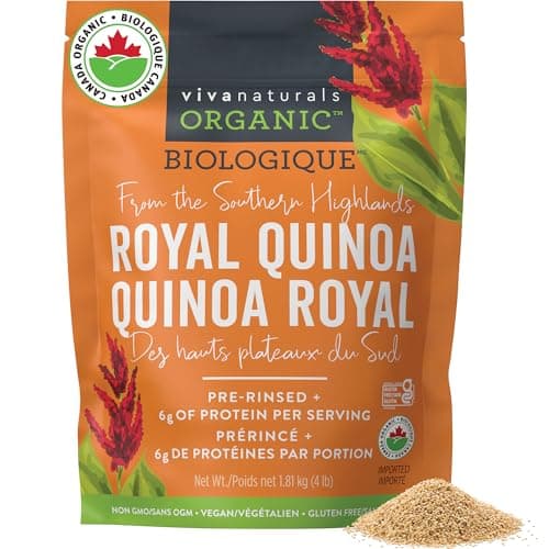 Viva Naturals Organic Quinoa (4 lb) – Quinoa Organic, Non-GMO & Pre-Washed Whole Grain | Gluten-Free Vegan Plant Protein, Source of Fibre & Iron, Puffed Rice & Pasta Substitute