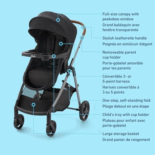 Graco Modes Trio Travel System | Riordan (Black) | 3-in-1 Baby Stroller and Car Seat Combo | Rear-Facing from 1.8-16 kg (4-35 lb) — view 5