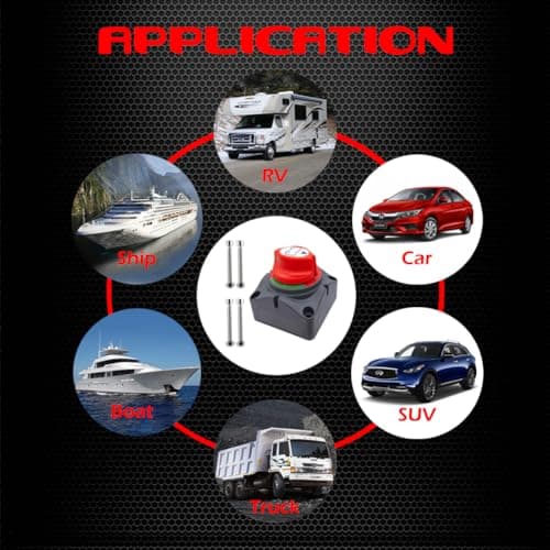 Ampper Battery Disconnect Switch, 12-48 V Battery Power Cut Master Switch Disconnect Isolator for Car, Vehicle, RV and Boat (On/Off) — view 7