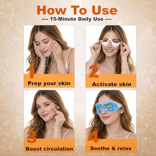 BERONEX LED Red Light Eye Mask & Eye Massager for Under Eye Care – Beauty Device for Puffiness & Dark Circles, Eye Care Glasses Bundle with Scalp Massager & Cooling Rinse Cup — view 4