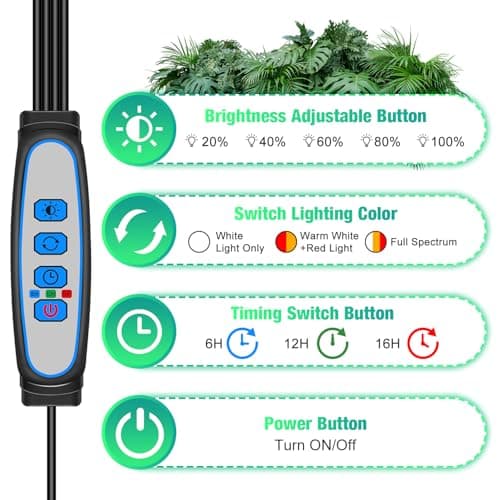 Wolezek Grow Lights for Indoor Plants, 80 LED 4 Heads Full Spectrum Grow Light with Clip, Plant Light with 5000K/3000K/660nm LED Chips, Auto Timer 6/12/16H, Grow Lamp for Seed Starting, Winter Growth — view 3