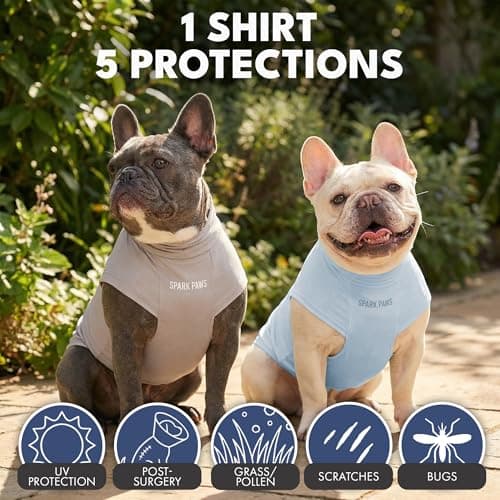 Spark Paws Sunblock Dog T-Shirt, SPF30 Protection, Lightweight Breathable Quick Dry for Dogs with Sensitive Skin - Blue & Grey (Set of 2) - 2XL — view 3