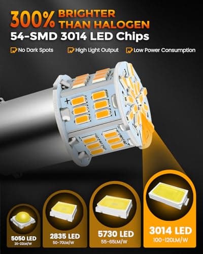 BANGO 1156 LED Bulb Amber Turn Signal Light, 1141 1003 7506 BA15S Super Bright for Car Front Rear Turn Signal Lights Brake Tail Lights, 4 Pack — view 4