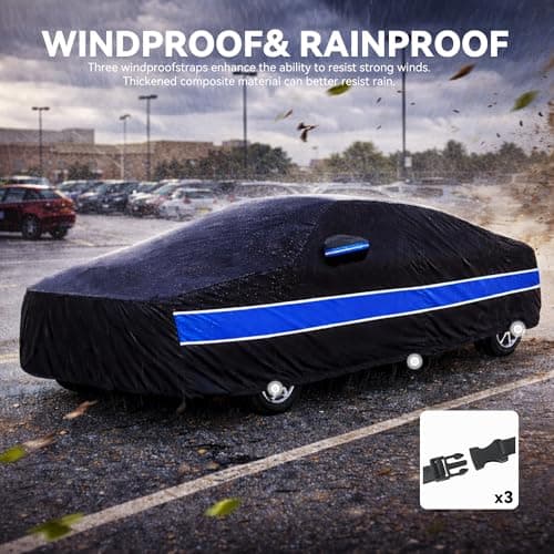 Car Cover Compatible with Honda Accord,10-Layer Car Cover Waterproof All Weather,Full Exterior Cover with Cotton Lining,Sun Rain UV Dust Snow Protection with Door Zipper,Fit for Sedan/Coupe 2001-2025 — view 3