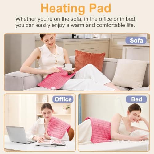 Heating Pad,Heated Blanket,Heating Pad for Back Neck,Fuchsia,24x12 Inch — view 2