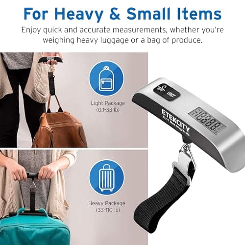 Etekcity Digital Hanging Luggage Scale, Portable Handheld, Suitcase Scale with Rubber Paint, Temperature Sensor, 110 Pounds — view 3