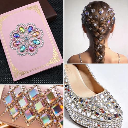 1200 Pcs AB Rhinestones for Bedazzling, Rainbow Effect Craft Gems for Crafting, Flatback Embellishments Gemstone for Halloween Pirate Party Decorations (00 Mixed Colors AB) — view 4
