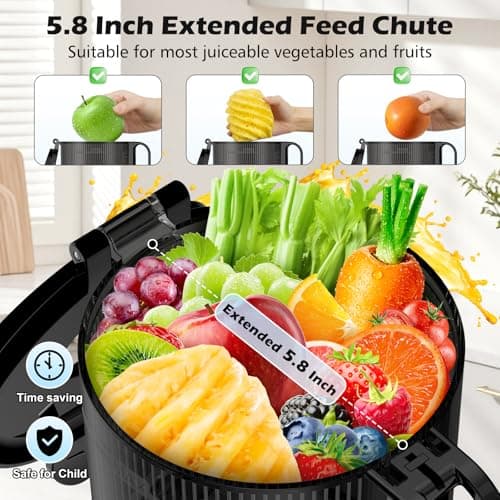 Juicer Machines with 5.8" Large Chute, 2-in-1 Cold Press Juicer for Whole Vegetables Fruits 400W, Masticating juicer Easy to Clean Juice Extractor Machine for Making Nut Mike, Juice, Premium Gray — view 4