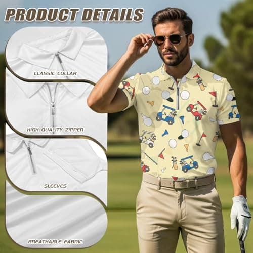 GULANGYU Matching Polo Shirts for Couples Golf Shirts Dry Fit Performance Workout Tops Activewear Polos for Women Men S-2XL, Golf Theme Yellow, X-Large — view 5