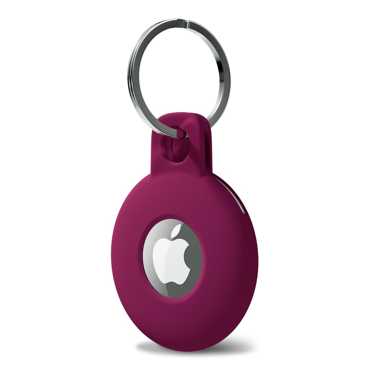Svanove for Airtag Keychain Airtag Holder Key Ring, Siliocne Airtag Case Air Tag Cover, Cute Airtag Accessories for Kid, Luggage, Cat Dog Collar, Car, Compatible with Apple Airtag, Burgundy Wine