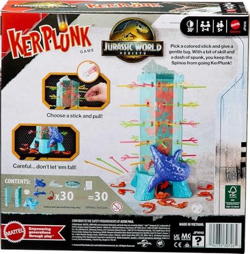 Mattel Games Kerplunk Jurassic World Rebirth Game for Kids & Family with Ocean Tower and Spinosaurus Figures Inspired by the Movie. — view 5
