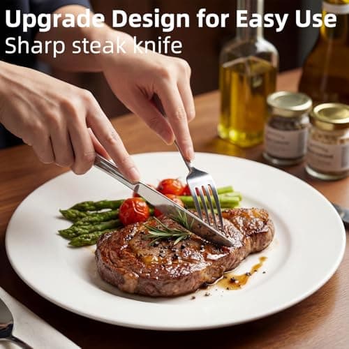 Travel Utensils with Case, Quatish 4 Piece Stainless Steel Silverware Set for Work, Portable Reusable Travel Cutlery Set, Fork and Spoon Set for Picnic, Camping, Gadgets, Lunch Box for Men, Silver — view 2