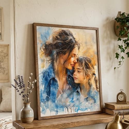 Noni Personalized Family Portrait Wall Art, Custom Watercolor Portrait From Photo, Personalized Family Art, Mother's Day, Birhtday Gifts, Grandma Photo Gifts, Custom Canvas For Mom Grandma Style 2 — view 2