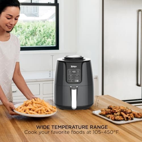 Ninja Air Fryer, 4 QT Capacity, 4 in 1 Roast, Crisp, Reheats and Dehydrates, Dishwasher Safe Parts, 105 F to 400 F, 1550 Watt, Grey, 1 Count — view 4